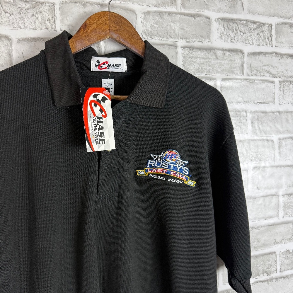 Chase Authentic Rusty's Last Call Penske Racing Collared Polo Shirt Mens MEDIUM